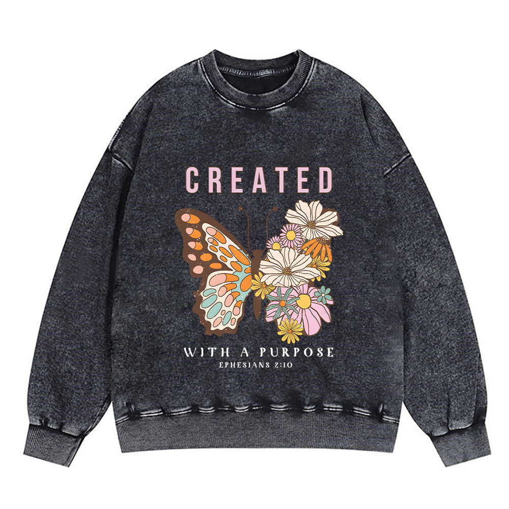 Created With A Purpose Christian Washed Sweatshirt