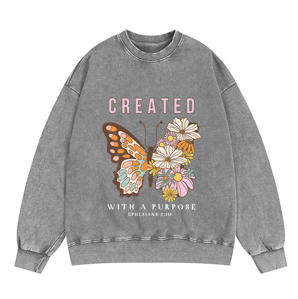 Created With A Purpose Christian Washed Sweatshirt