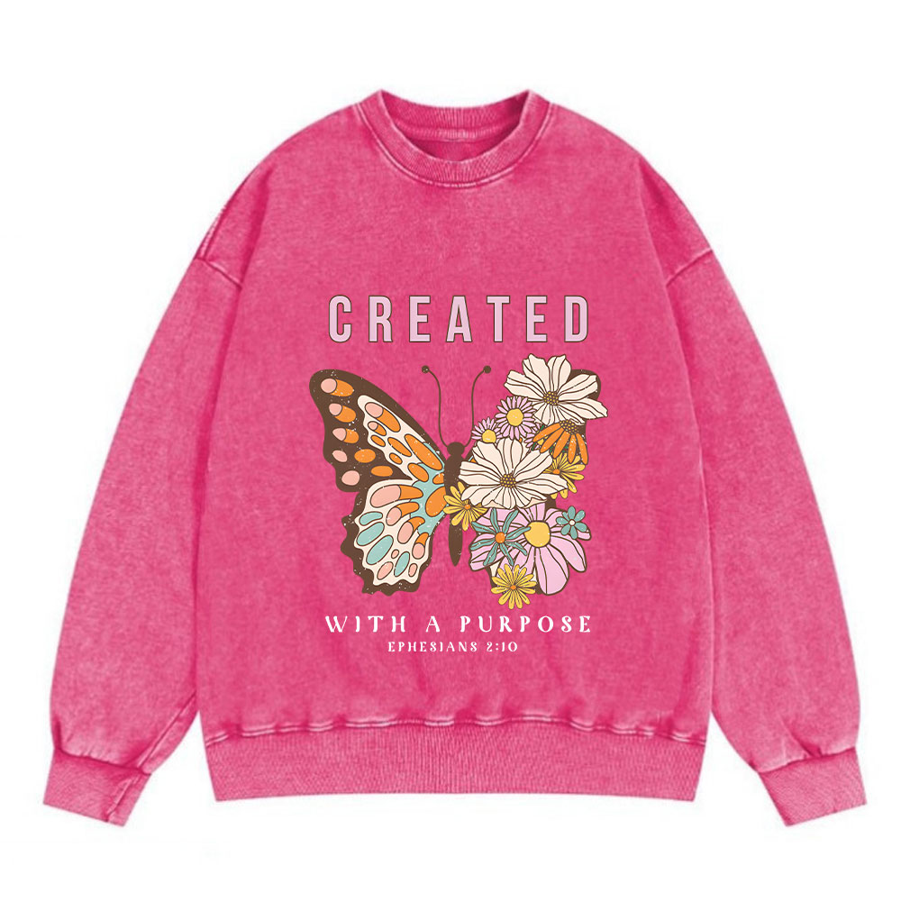 Created With A Purpose Christian Washed Sweatshirt