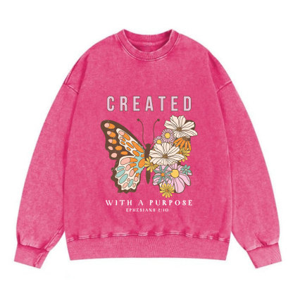Created With A Purpose Christian Washed Sweatshirt