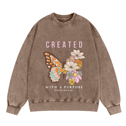 Created With A Purpose Christian Washed Sweatshirt