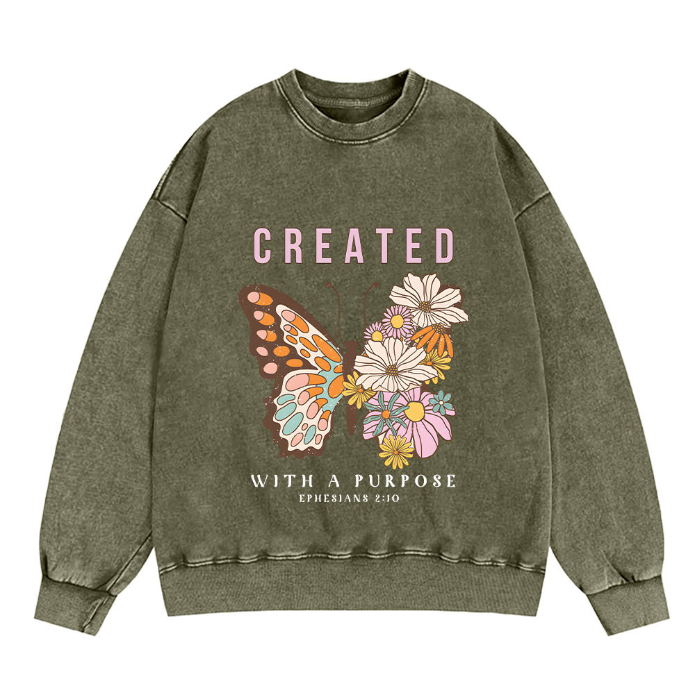 Created With A Purpose Christian Washed Sweatshirt