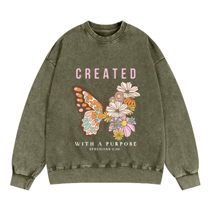 Created With A Purpose Christian Washed Sweatshirt