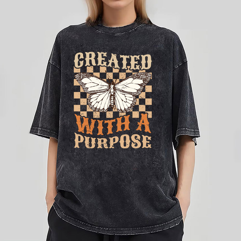 Created With A Purpose Christian Washed T-Shirt