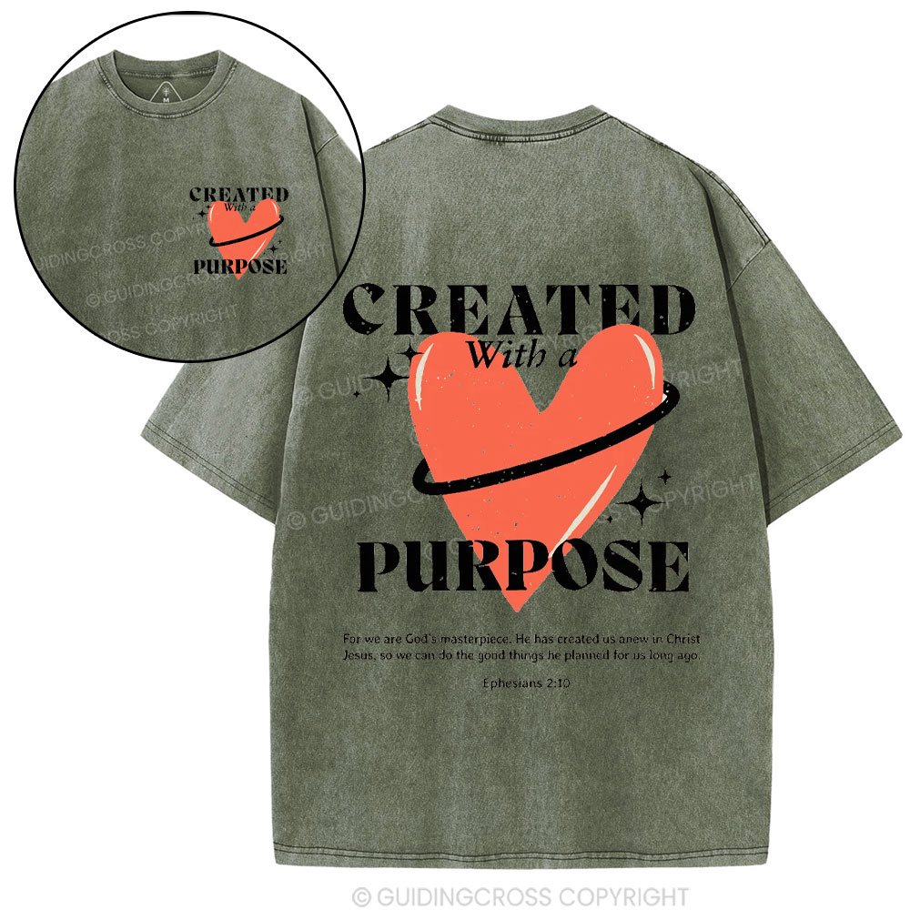 Created With A Purpose Christian Washed T-Shirt