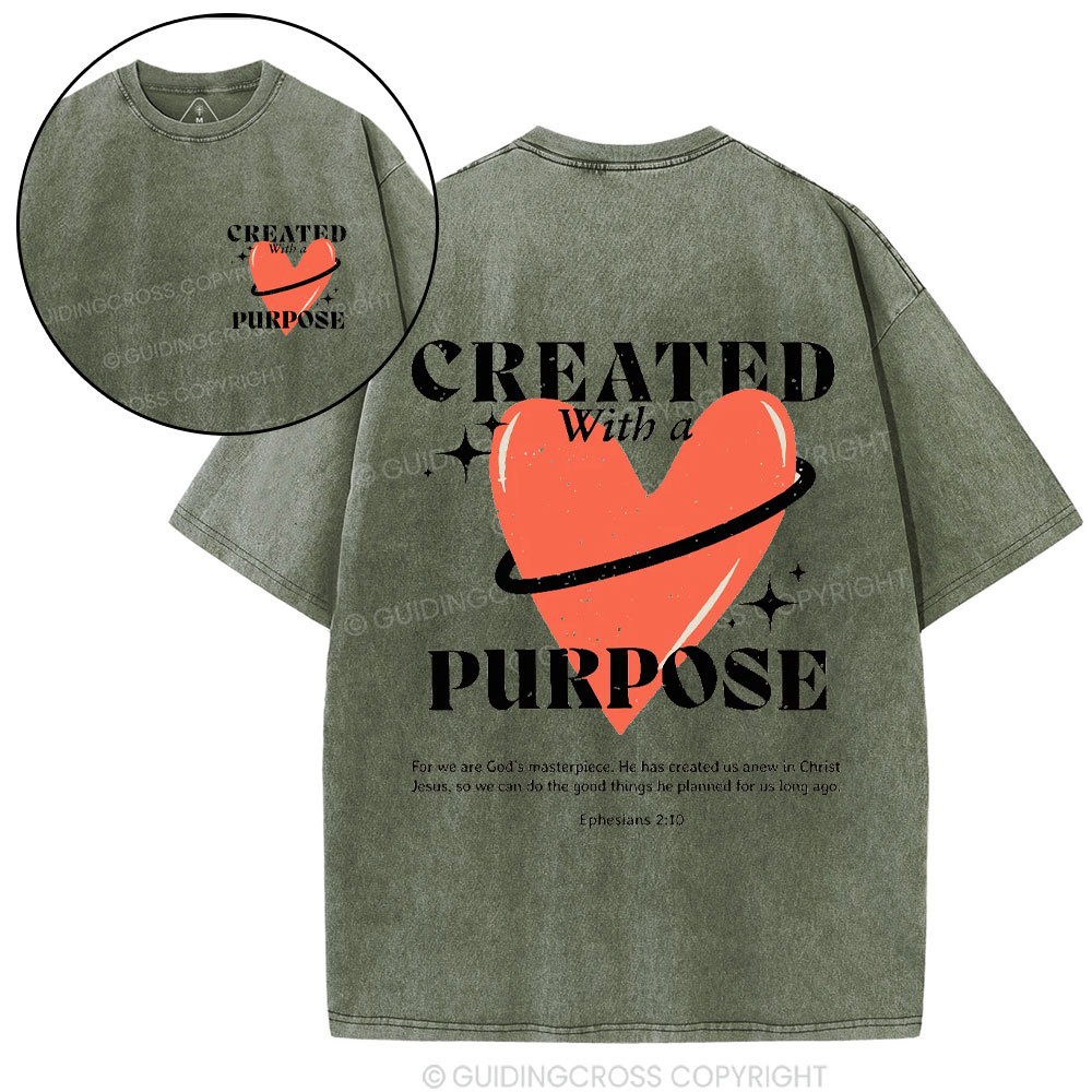 Created With A Purpose Christian Washed T-Shirt