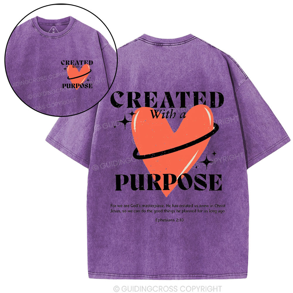Created With A Purpose Christian Washed T-Shirt