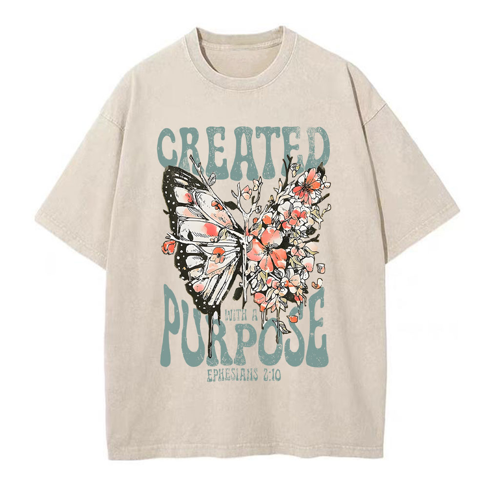 Created With A Purpose Christian Washed T-Shirt