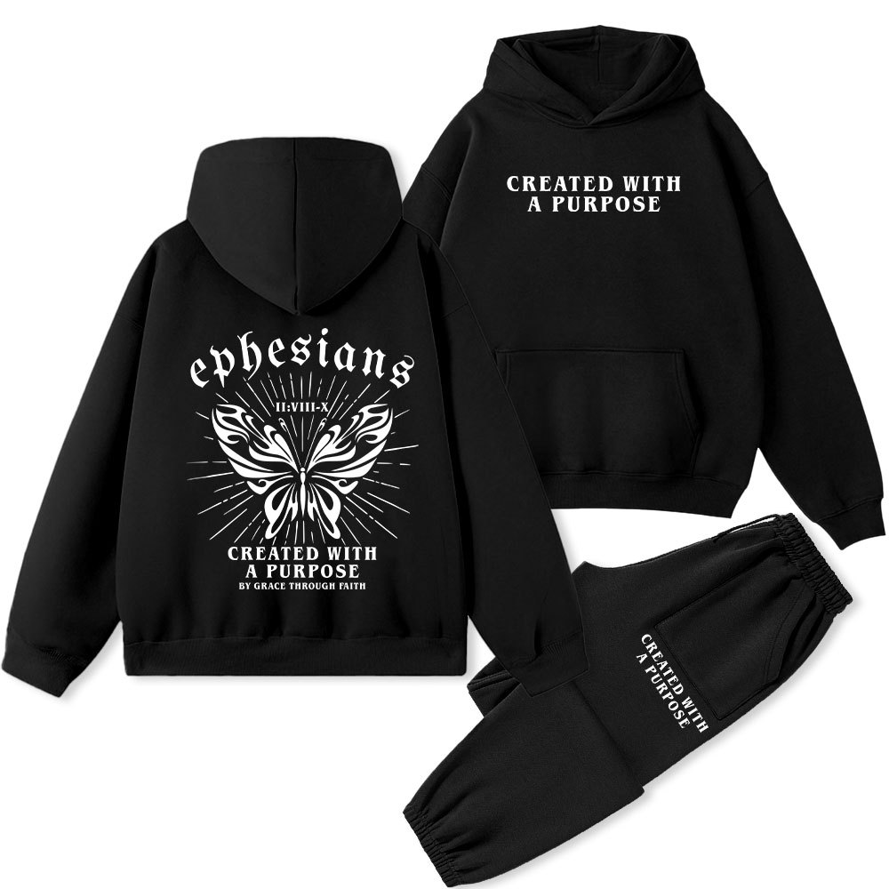 Created With A Purpose Chrsitian Premium Fleece Hoodie Set
