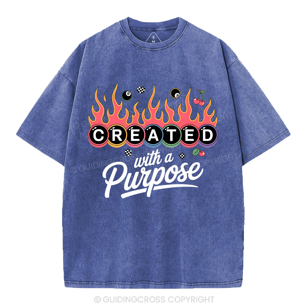 Created With A Purpose FlamesWashed T-Shirt
