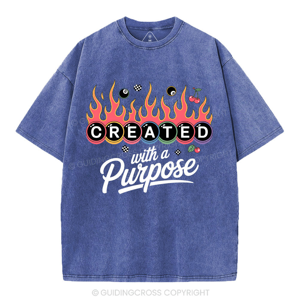Created With A Purpose FlamesWashed T-Shirt