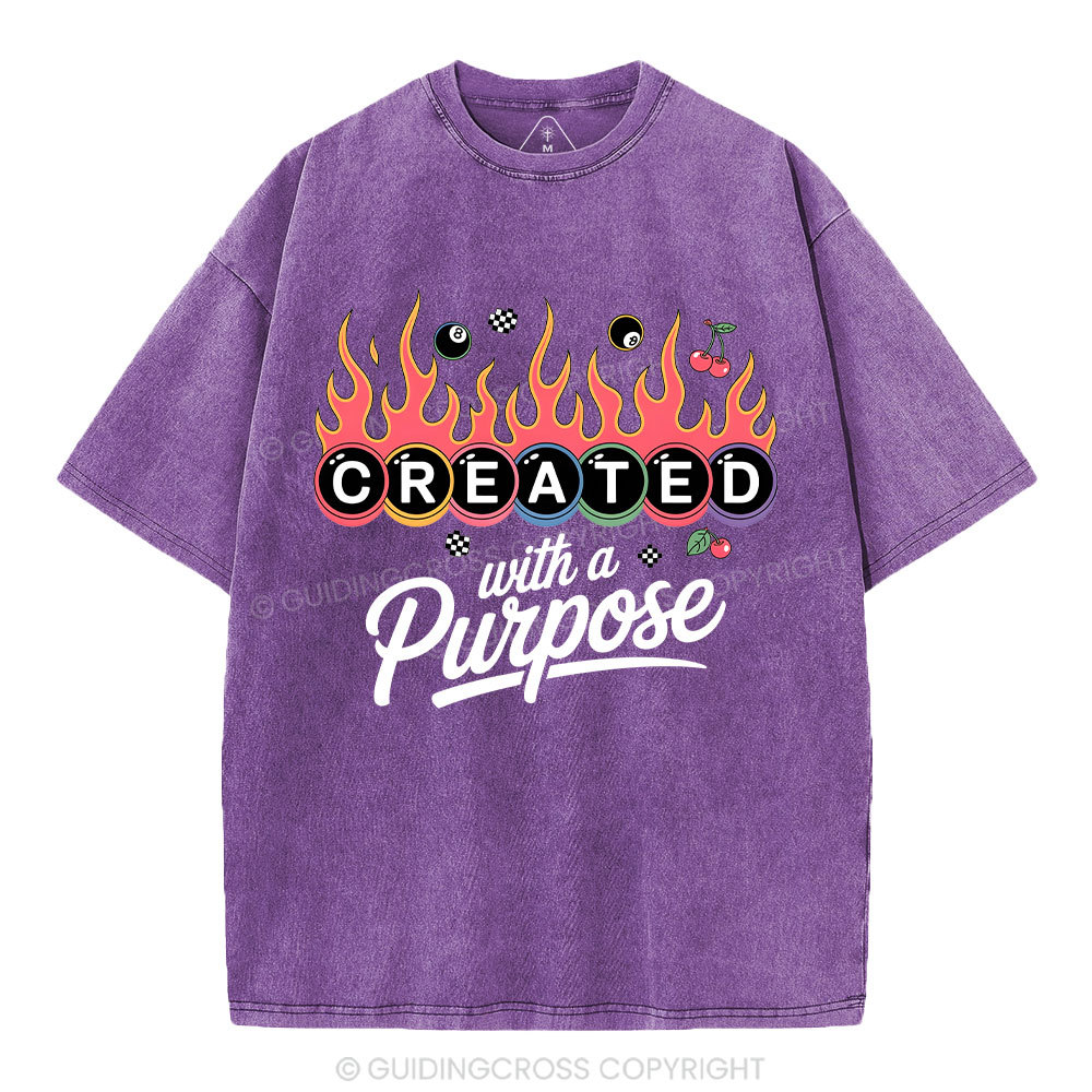 Created With A Purpose FlamesWashed T-Shirt