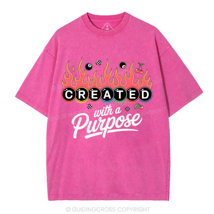 Created With A Purpose FlamesWashed T-Shirt