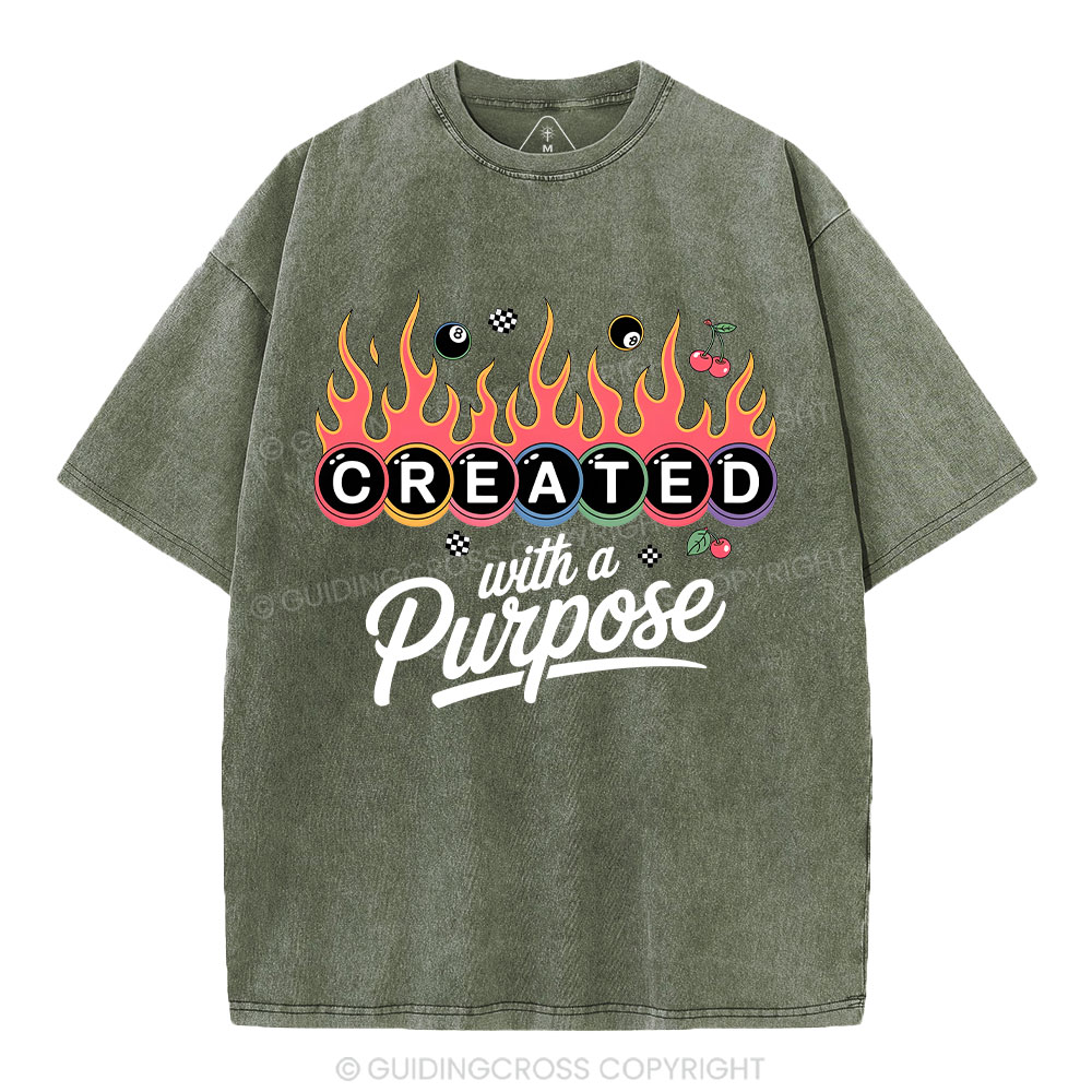 Created With A Purpose FlamesWashed T-Shirt