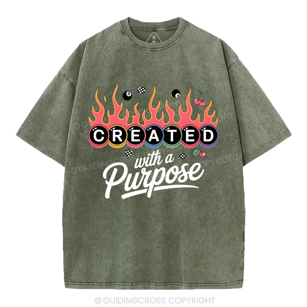 Created With A Purpose FlamesWashed T-Shirt