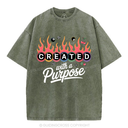 Created With A Purpose FlamesWashed T-Shirt