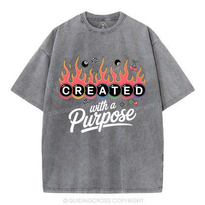 Created With A Purpose FlamesWashed T-Shirt