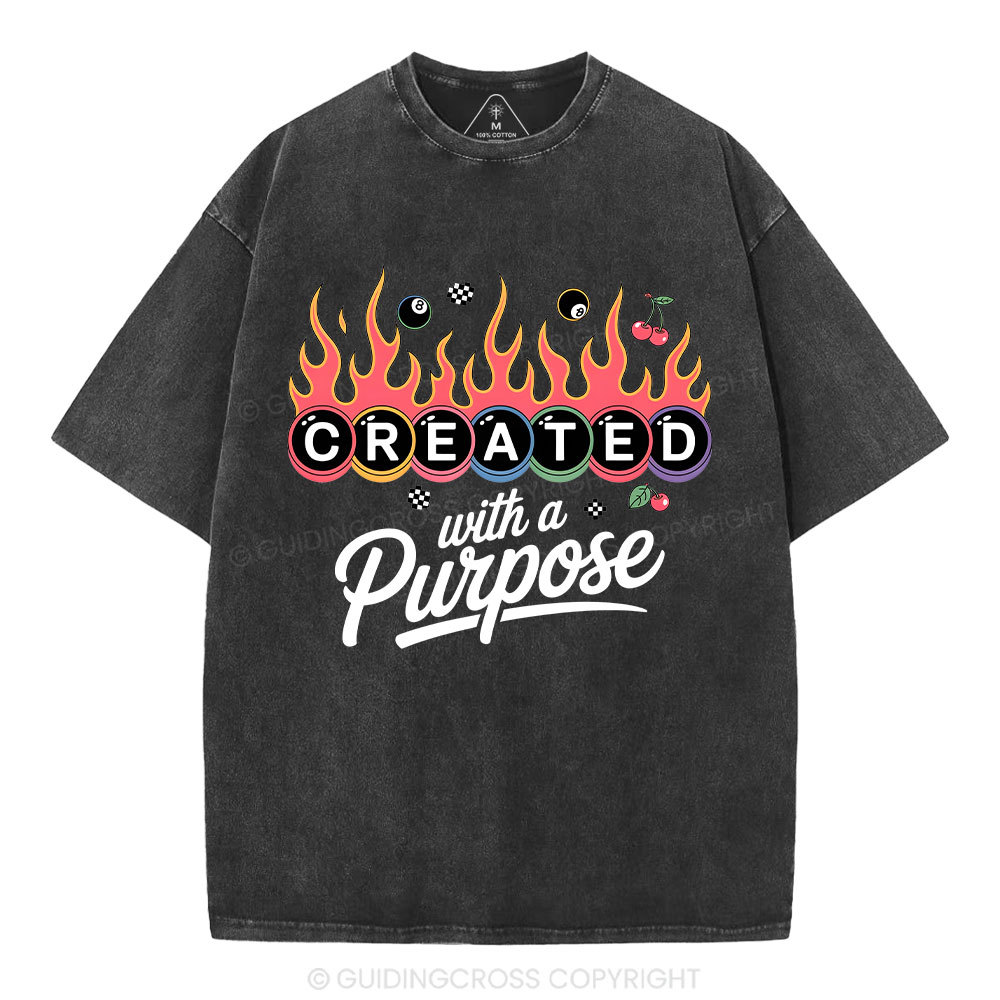 Created With A Purpose FlamesWashed T-Shirt