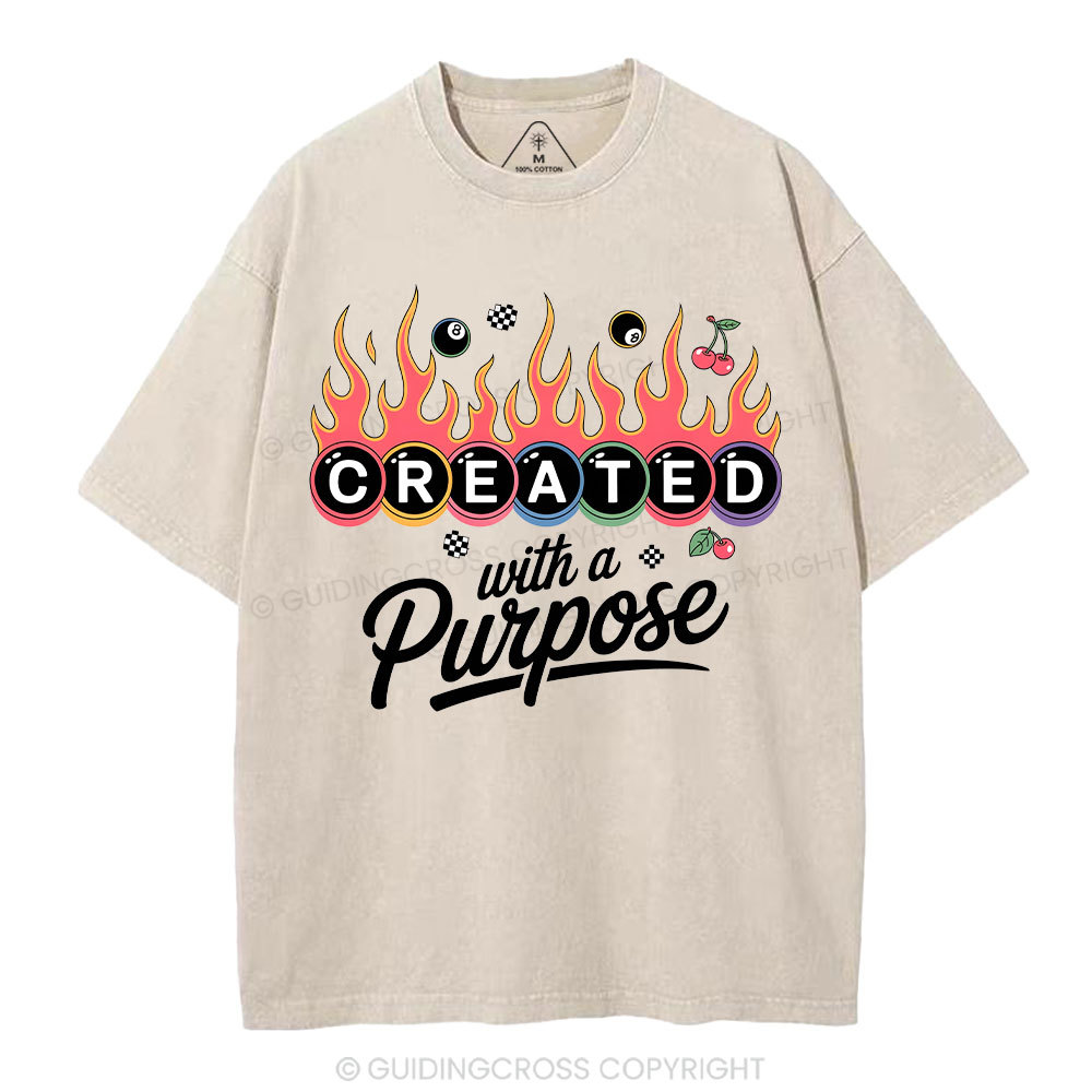 Created With A Purpose FlamesWashed T-Shirt