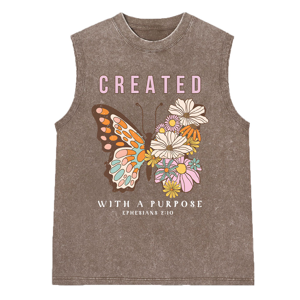 Created With Puropose Christian Washed Sleeveless Tee