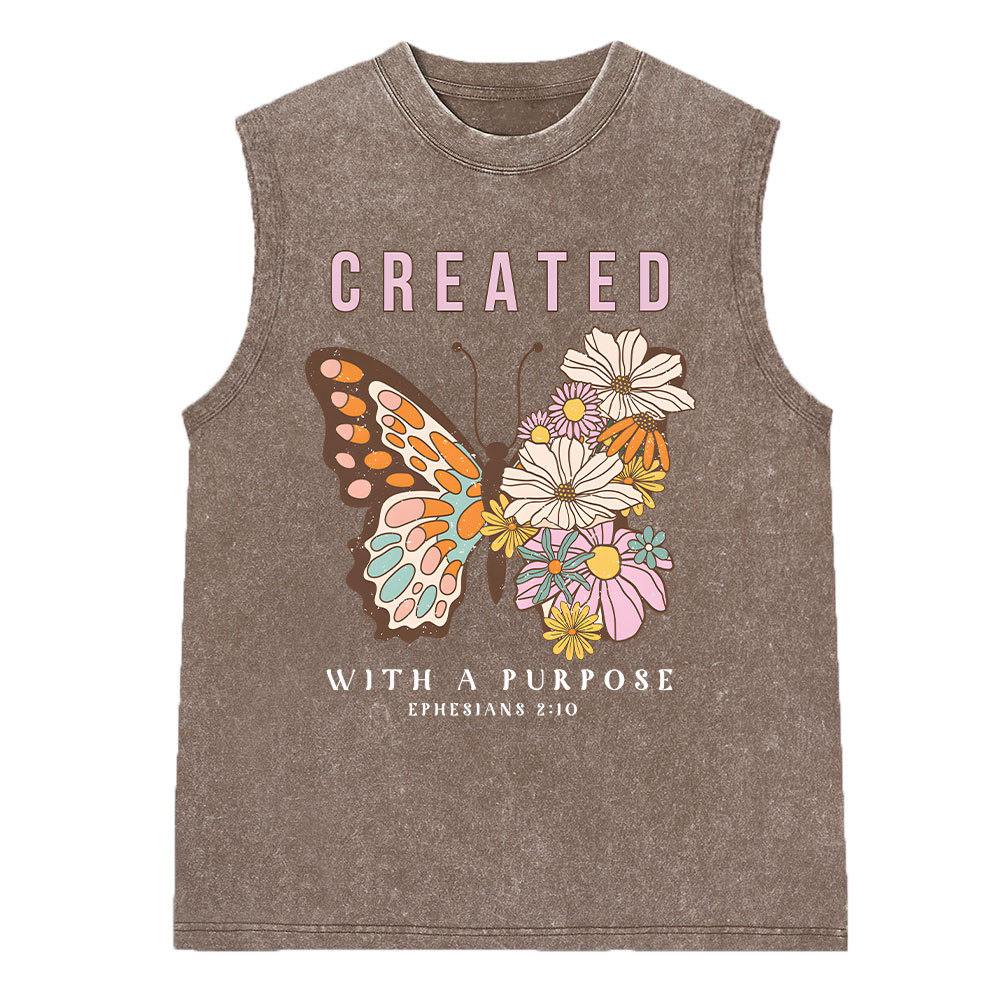Created With Puropose Christian Washed Sleeveless Tee