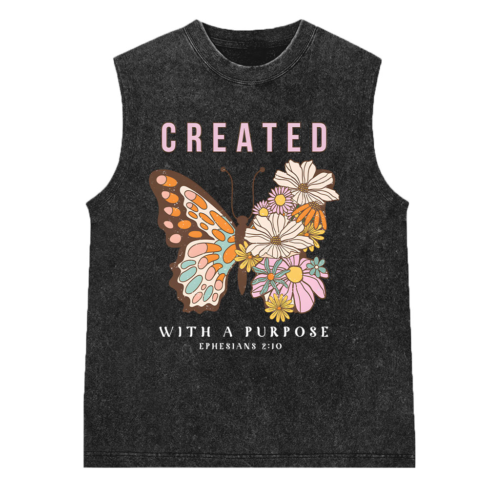 Created With Puropose Christian Washed Sleeveless Tee
