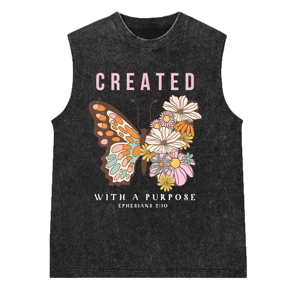 Created With Puropose Christian Washed Sleeveless Tee