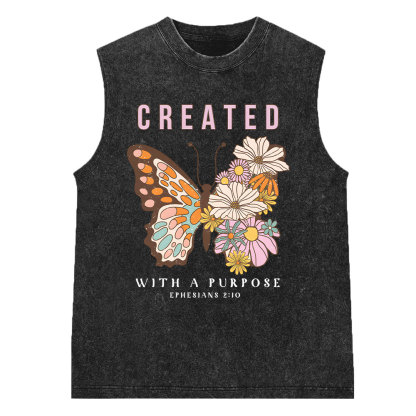 Created With Puropose Christian Washed Sleeveless Tee