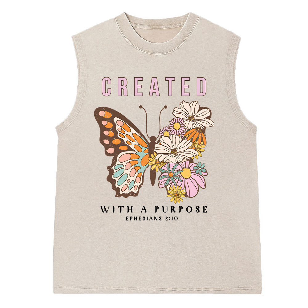 Created With Puropose Christian Washed Sleeveless Tee