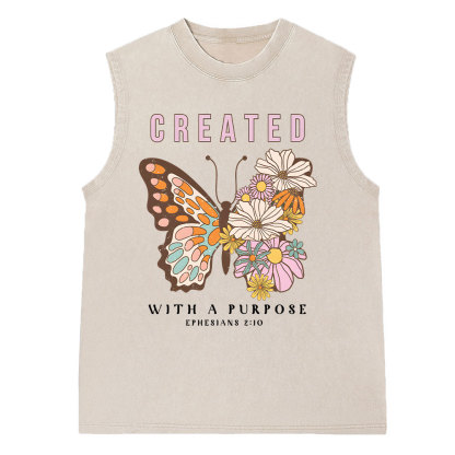 Created With Puropose Christian Washed Sleeveless Tee