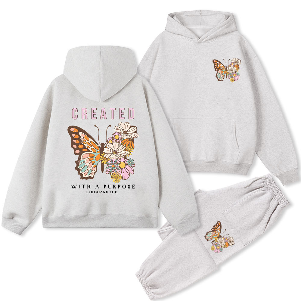 Created With Purpose Christian Fleece Hoodie Set Sale - GuidingCross
