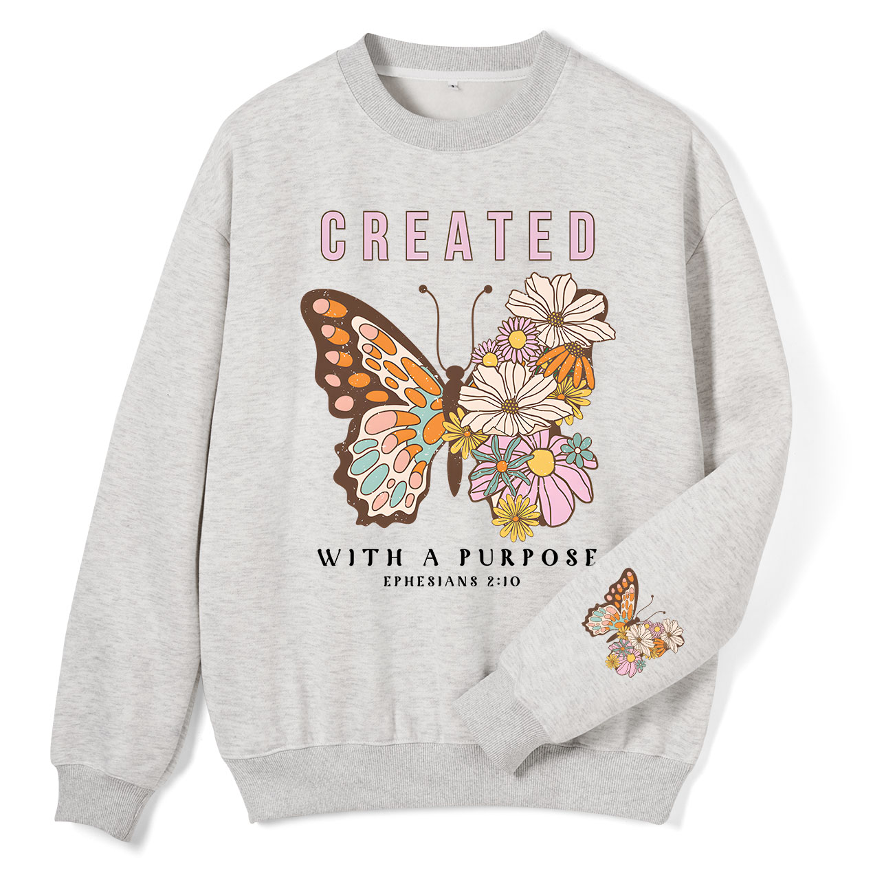 Created With Purpose Christian Fleece Sweatshirt Sale - GuidingCross
