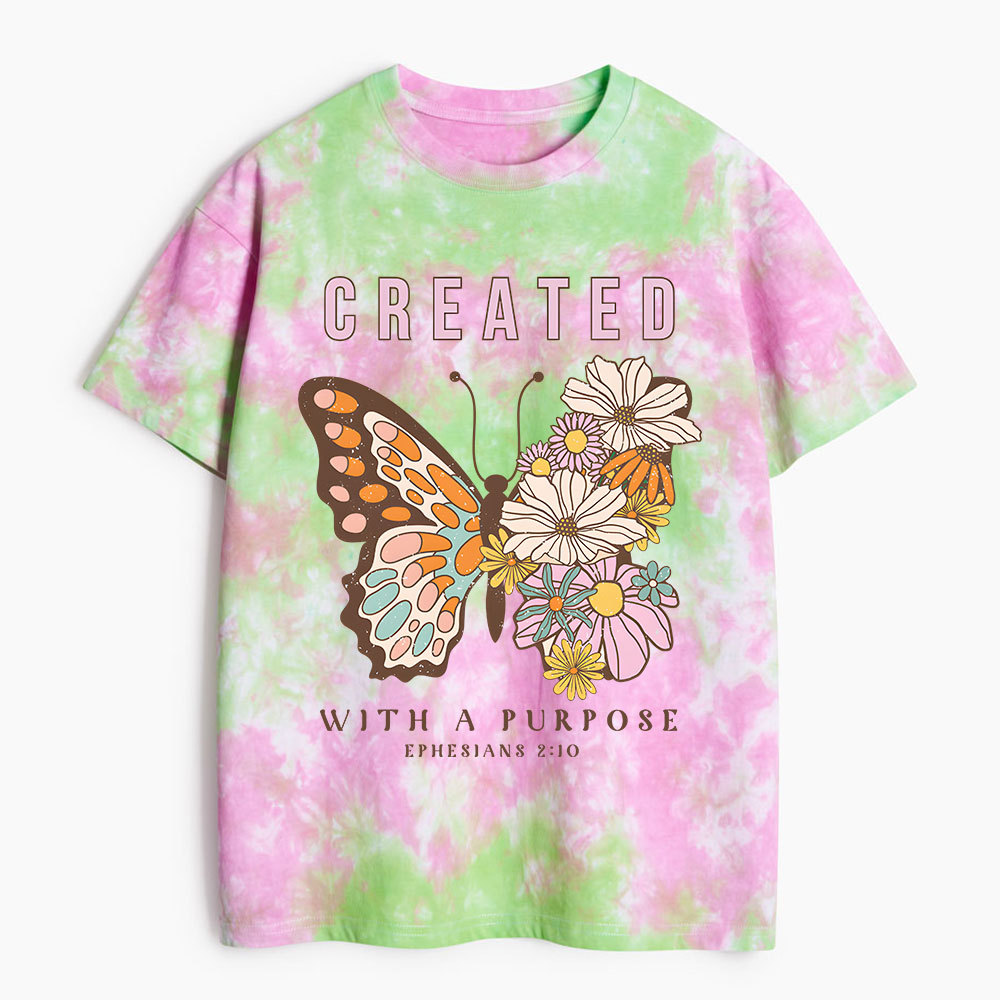 Created With Purpose Christian Heavy Cotton Tie Dye T-Shirt