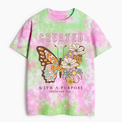 Created With Purpose Christian Heavy Cotton Tie Dye T-Shirt