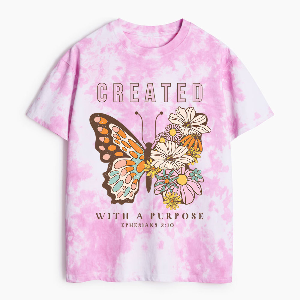 Created With Purpose Christian Heavy Cotton Tie Dye T-Shirt