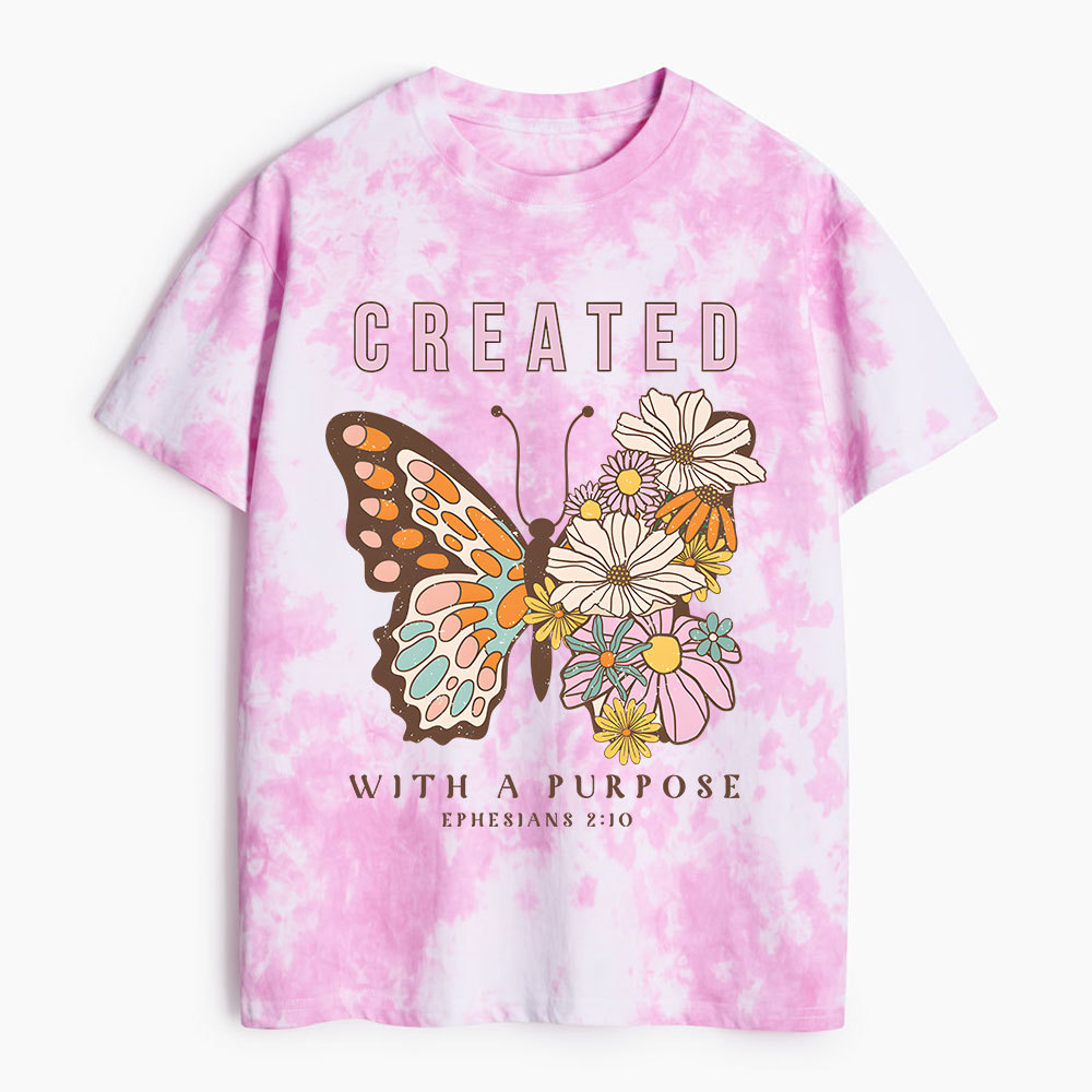 Created With Purpose Christian Heavy Cotton Tie Dye T-Shirt