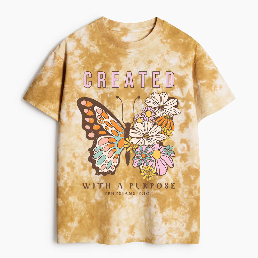 Created With Purpose Christian Heavy Cotton Tie Dye T-Shirt
