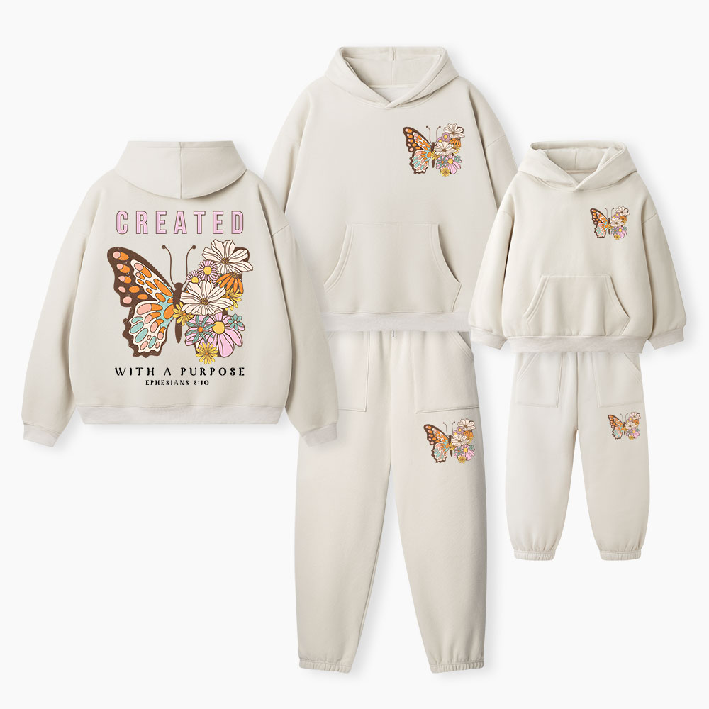Created With Purpose Christian Premium Matching Fleece Hoodie Set