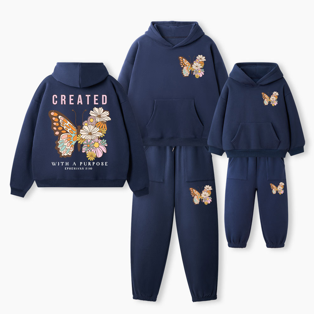Created With Purpose Christian Premium Matching Fleece Hoodie Set