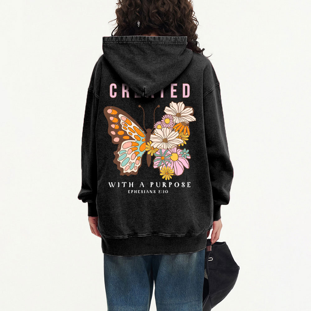Created With Purpose Christian Washed Hoodie