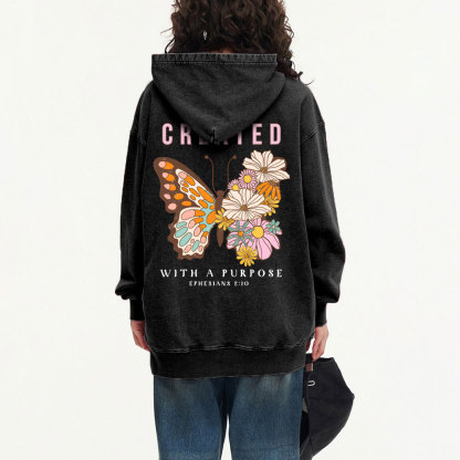 Created With Purpose Christian Washed Hoodie
