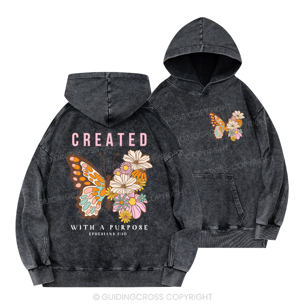 Created With Purpose Christian Washed Hoodie