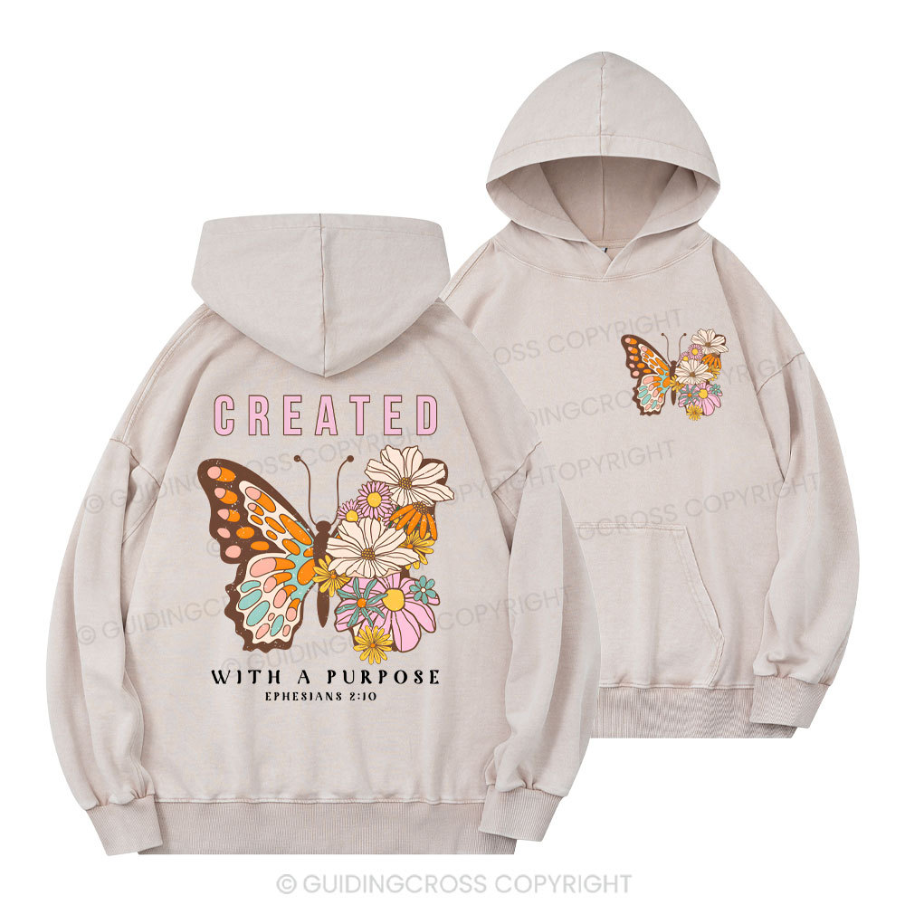 Created With Purpose Christian Washed Hoodie
