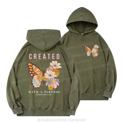 Created With Purpose Christian Washed Hoodie