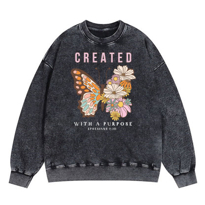 Created With Purpose Christian Washed Sweatshirt
