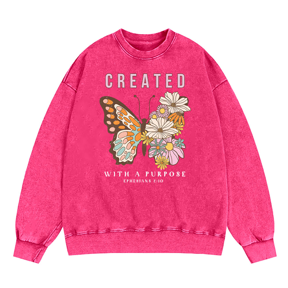 Created With Purpose Christian Washed Sweatshirt