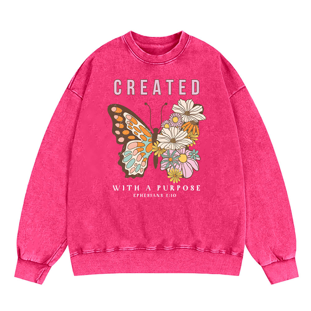 Created With Purpose Christian Washed Sweatshirt
