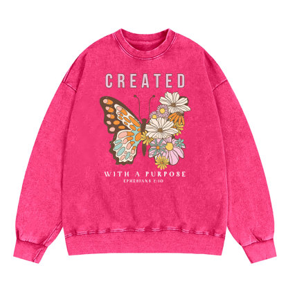 Created With Purpose Christian Washed Sweatshirt