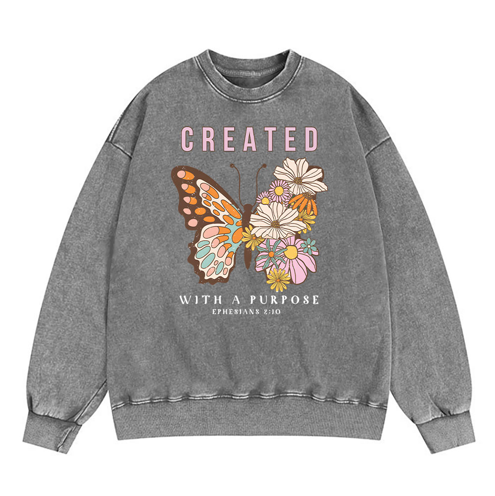 Created With Purpose Christian Washed Sweatshirt