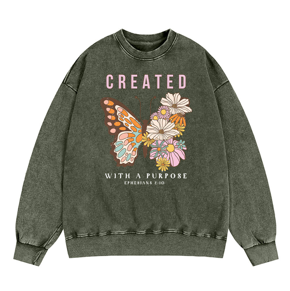 Created With Purpose Christian Washed Sweatshirt
